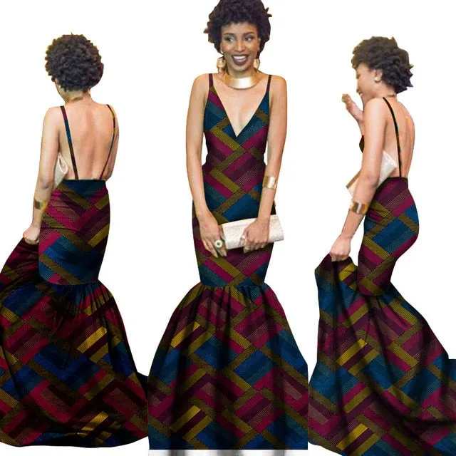 Summer Women  traditional  dresses Brand Custom Clothing Africa Wax Dashiki Slim Cut Sexy Dress