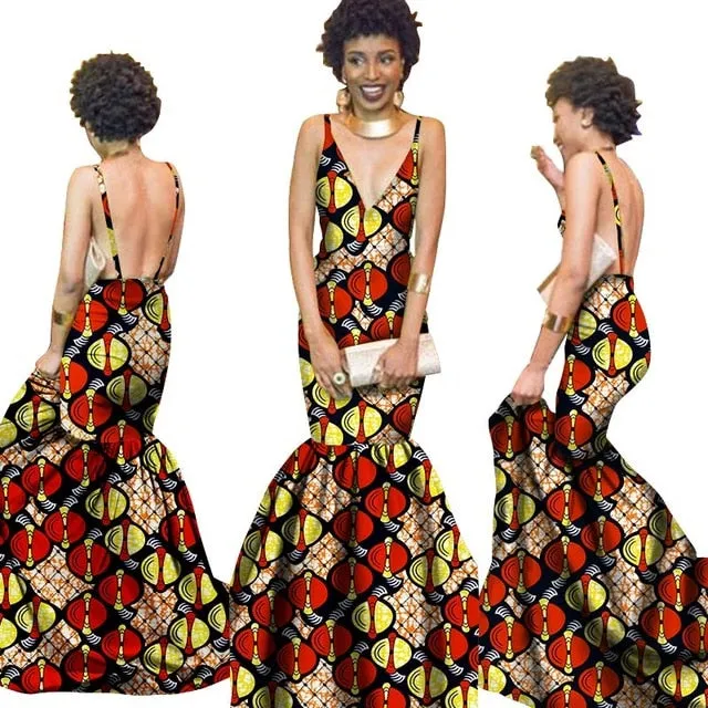 Summer Women  traditional  dresses Brand Custom Clothing Africa Wax Dashiki Slim Cut Sexy Dress