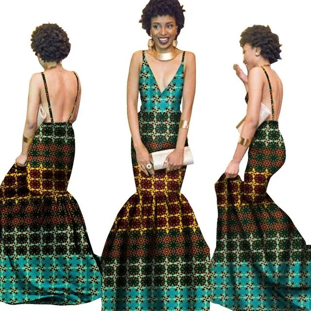 Summer Women  traditional  dresses Brand Custom Clothing Africa Wax Dashiki Slim Cut Sexy Dress