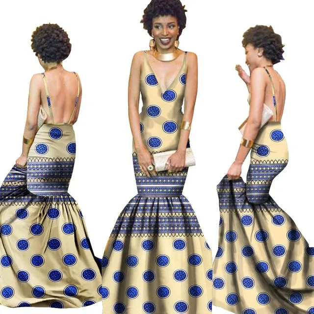 Summer Women  traditional  dresses Brand Custom Clothing Africa Wax Dashiki Slim Cut Sexy Dress