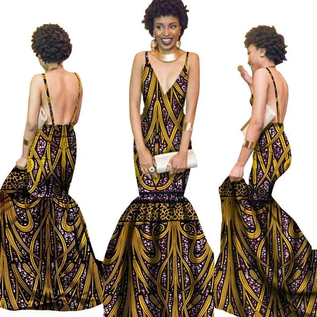Summer Women  traditional  dresses Brand Custom Clothing Africa Wax Dashiki Slim Cut Sexy Dress