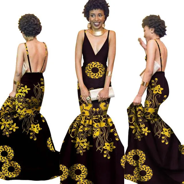 Summer Women  traditional  dresses Brand Custom Clothing Africa Wax Dashiki Slim Cut Sexy Dress