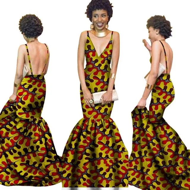 Summer Women  traditional  dresses Brand Custom Clothing Africa Wax Dashiki Slim Cut Sexy Dress