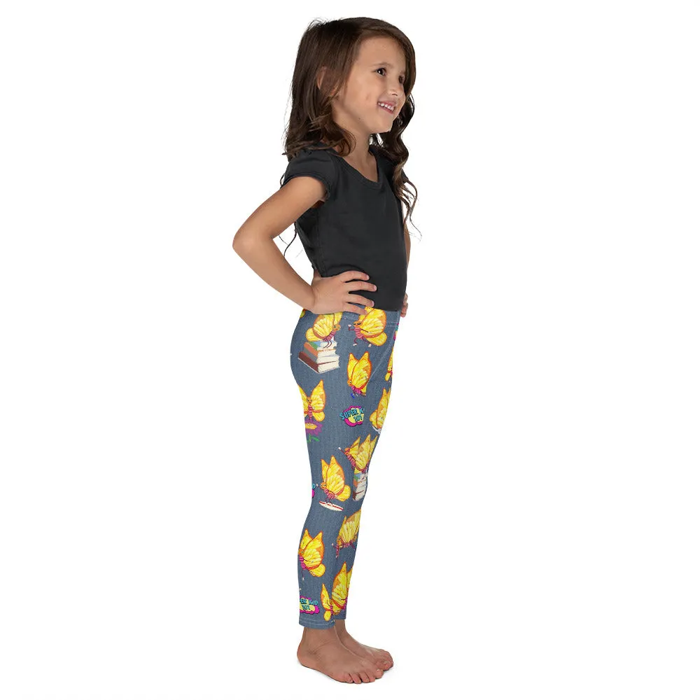 Super Kid Club Leggings! Featuring Super B! The Try, Try Butterfly multi character!