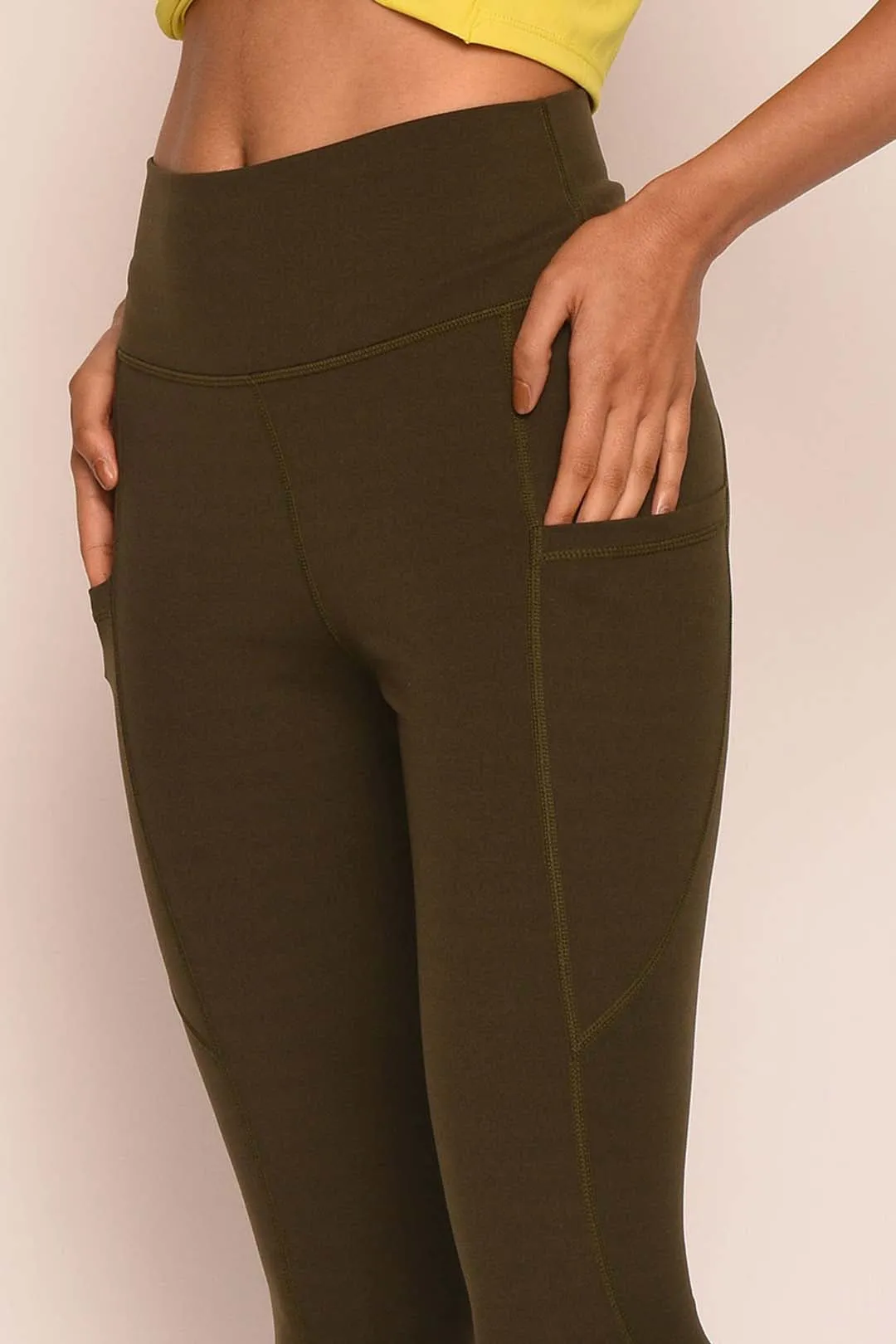 Super Strech Side Pocket Plain Yoga Legging 25"