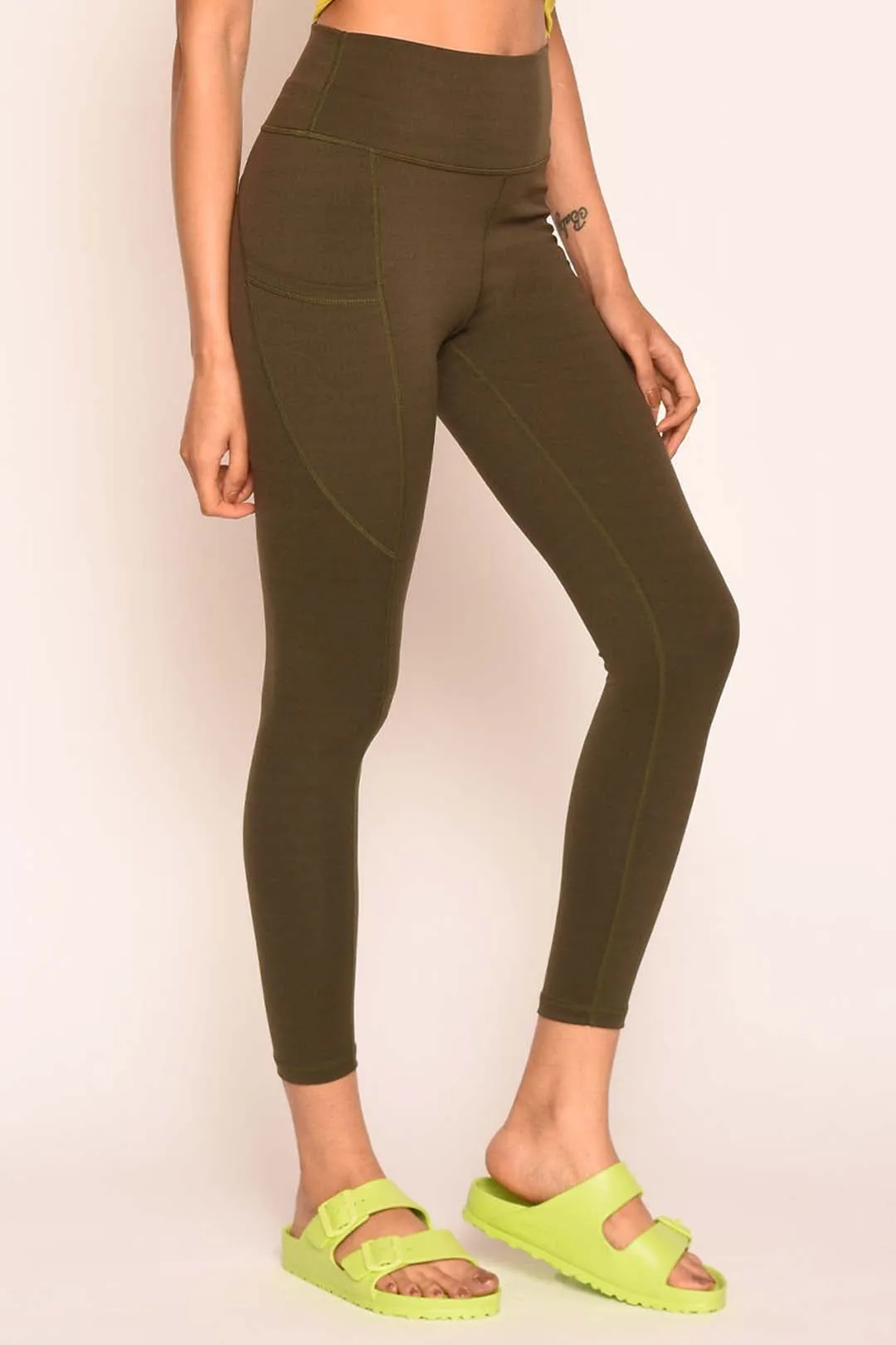 Super Strech Side Pocket Plain Yoga Legging 25"