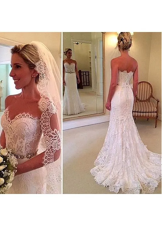 Sweetheart Mermaid Wedding Dress With Belt