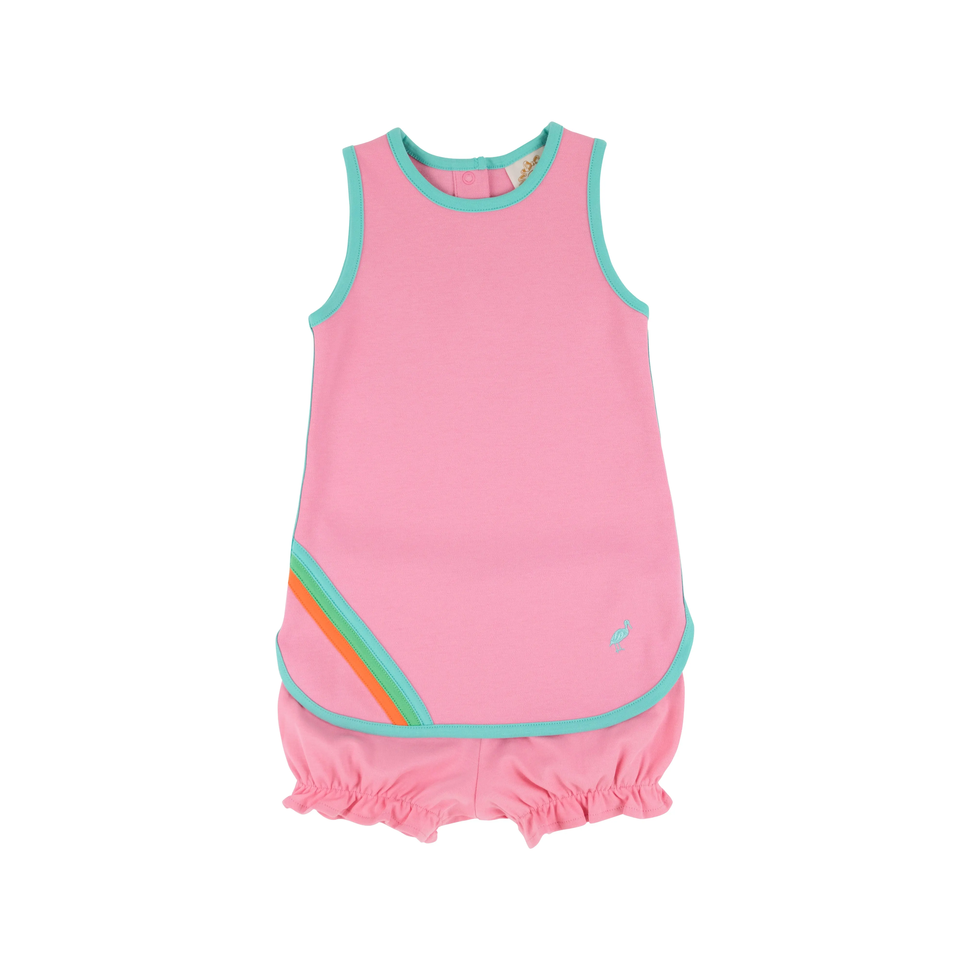 Taffy Tennis Dress - Hamptons Hot Pink with Turks Teal & Multicolor Stripe