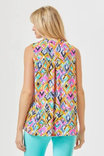 Teal   Orange Diamond Mix Wrinkle Free Tank