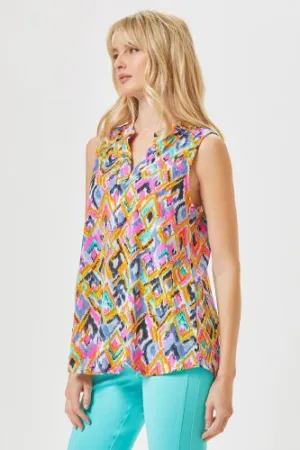 Teal   Orange Diamond Mix Wrinkle Free Tank