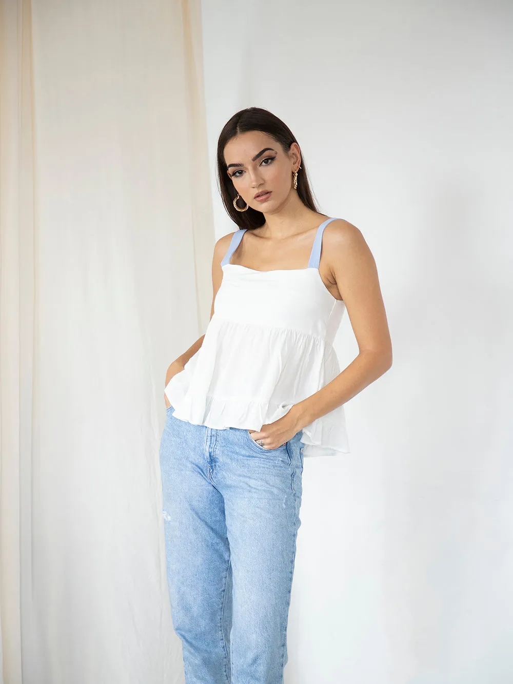 Thick Strap Tiered Cami Top
