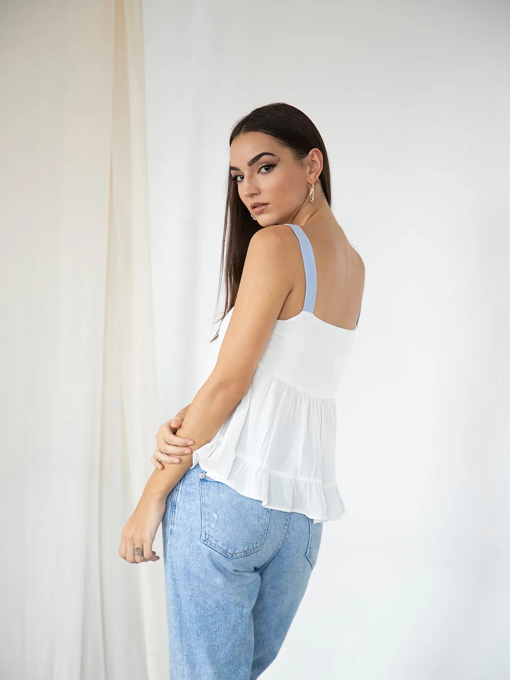 Thick Strap Tiered Cami Top