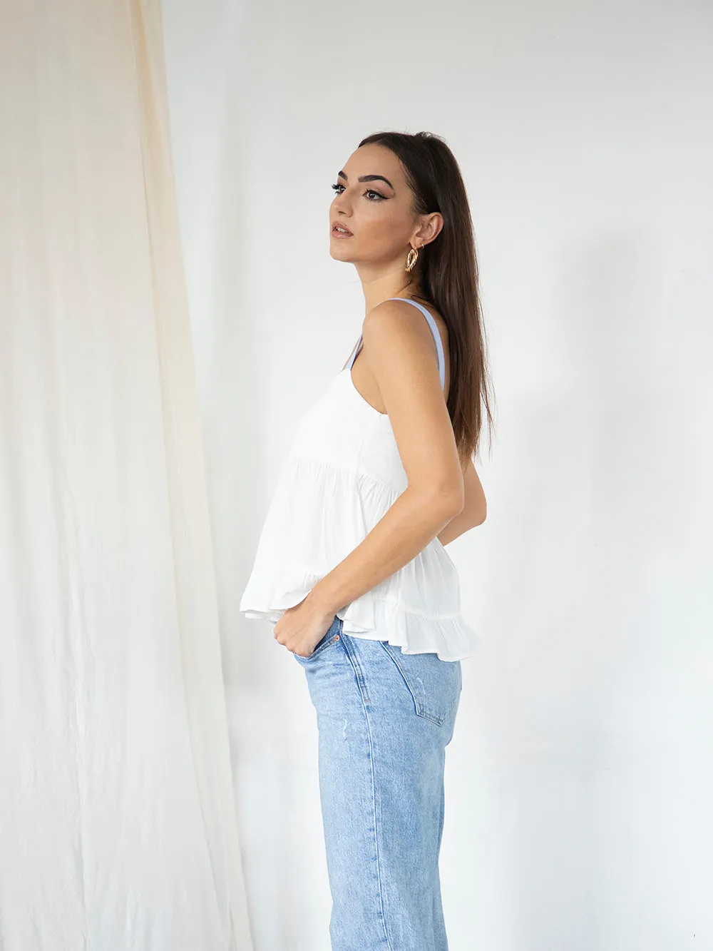 Thick Strap Tiered Cami Top