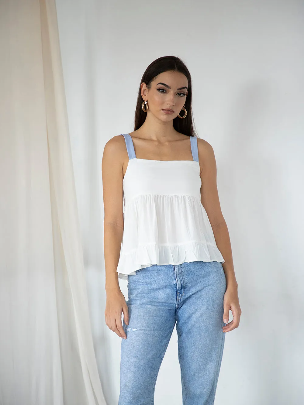 Thick Strap Tiered Cami Top