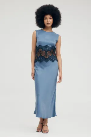 VISIONS LACE TRIM TANK DRESS | SAPPHIRE