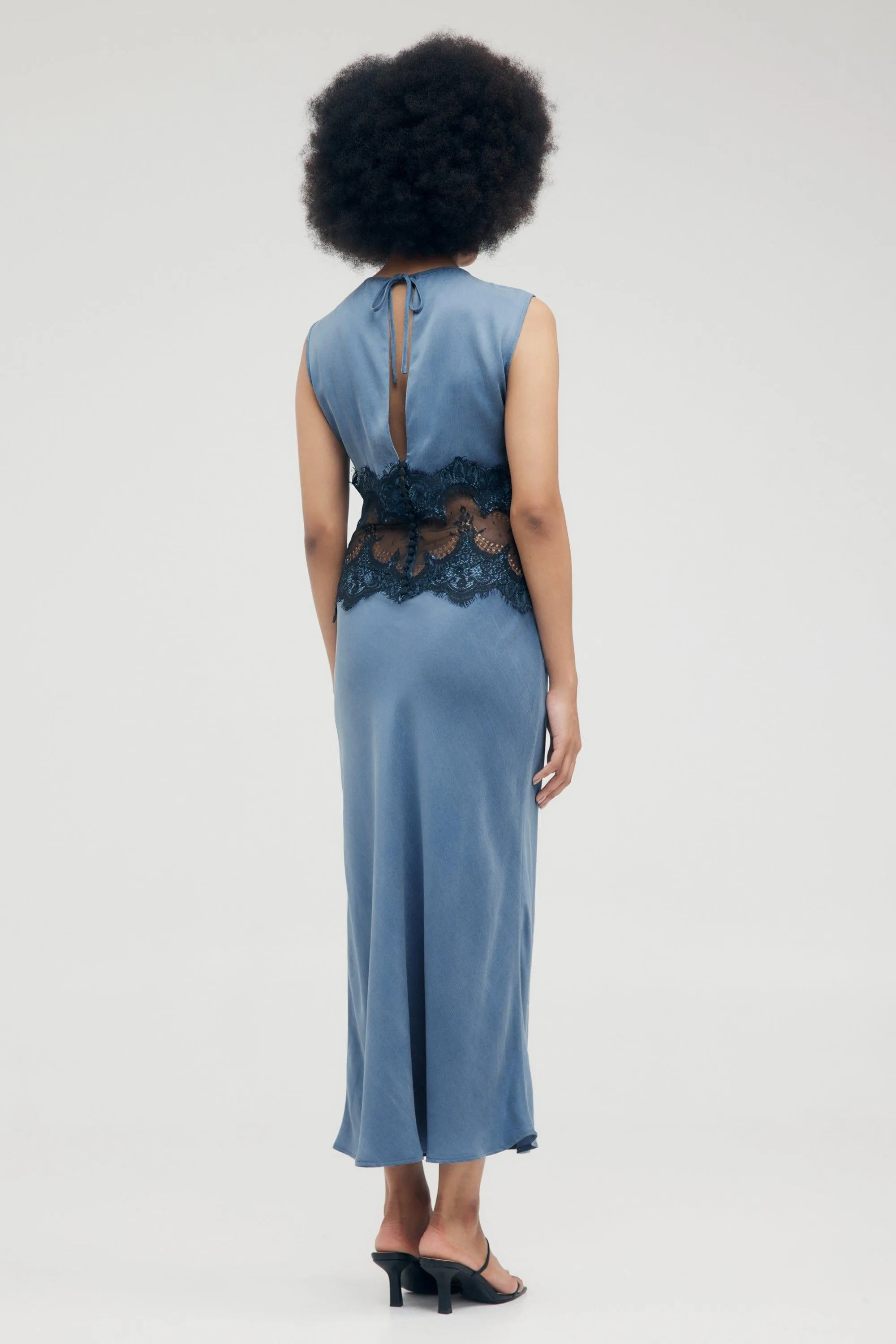 VISIONS LACE TRIM TANK DRESS | SAPPHIRE