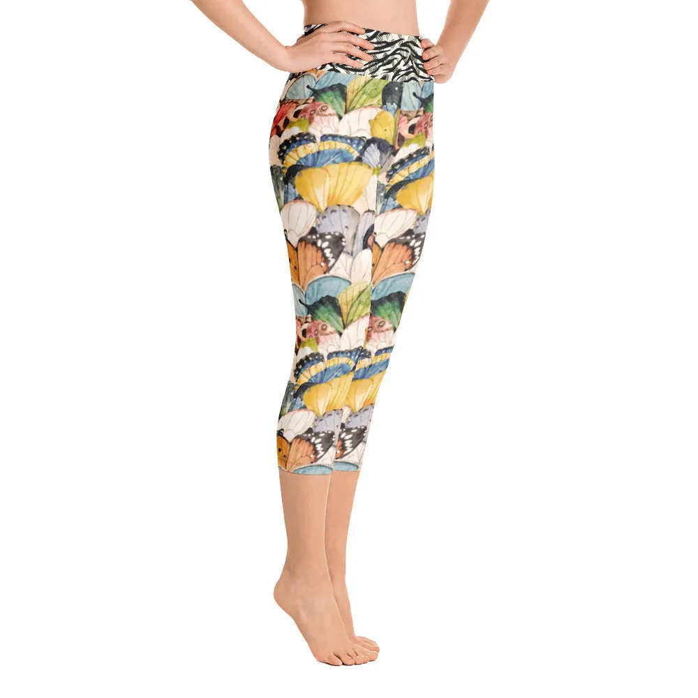 Watercolor Butterflies - Yoga Capri Leggings