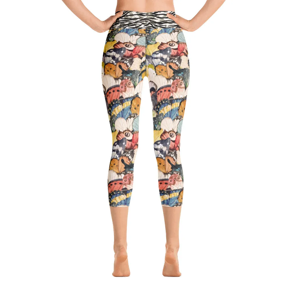 Watercolor Butterflies - Yoga Capri Leggings