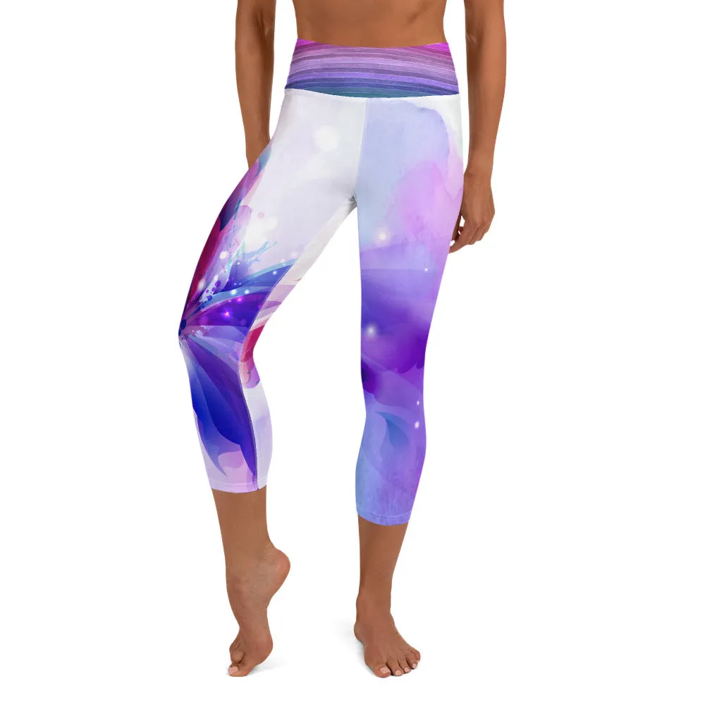 Watercolor Butterfly Splash - Yoga Capri Leggings