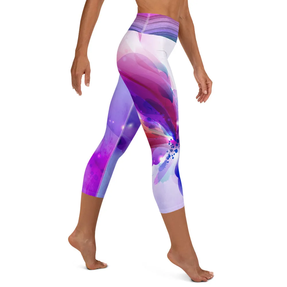 Watercolor Butterfly Splash - Yoga Capri Leggings