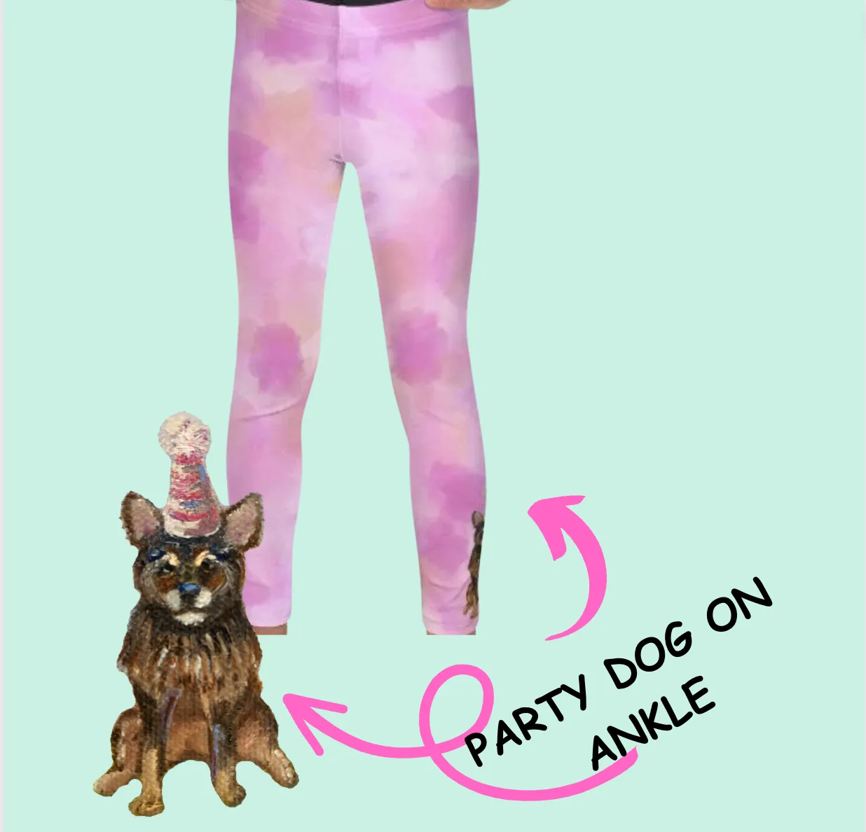 Whimsy Fit "Cotton Candy with Party Dog" Toddler Leggings