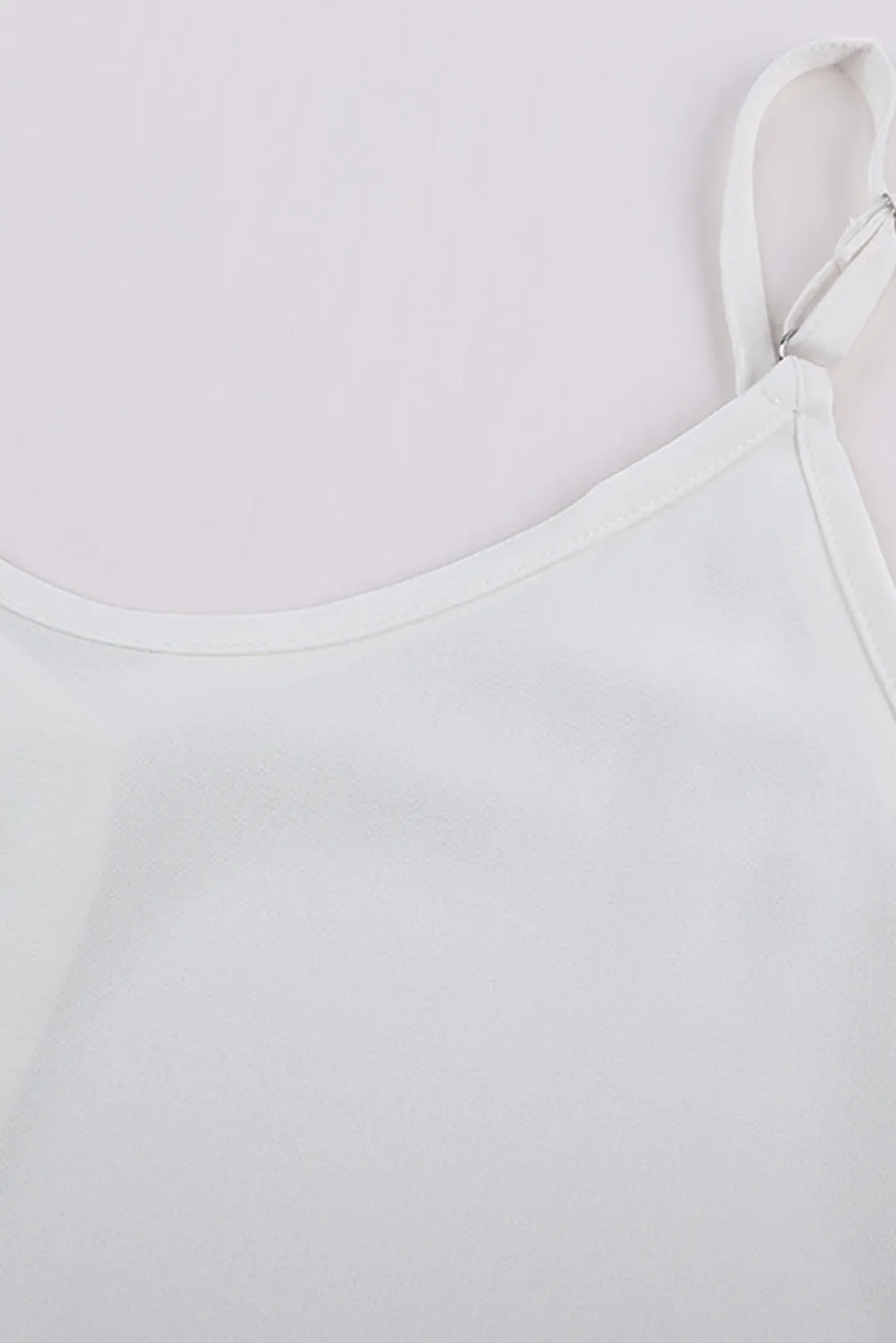 White Spaghetti Strap Buttoned Tank Top