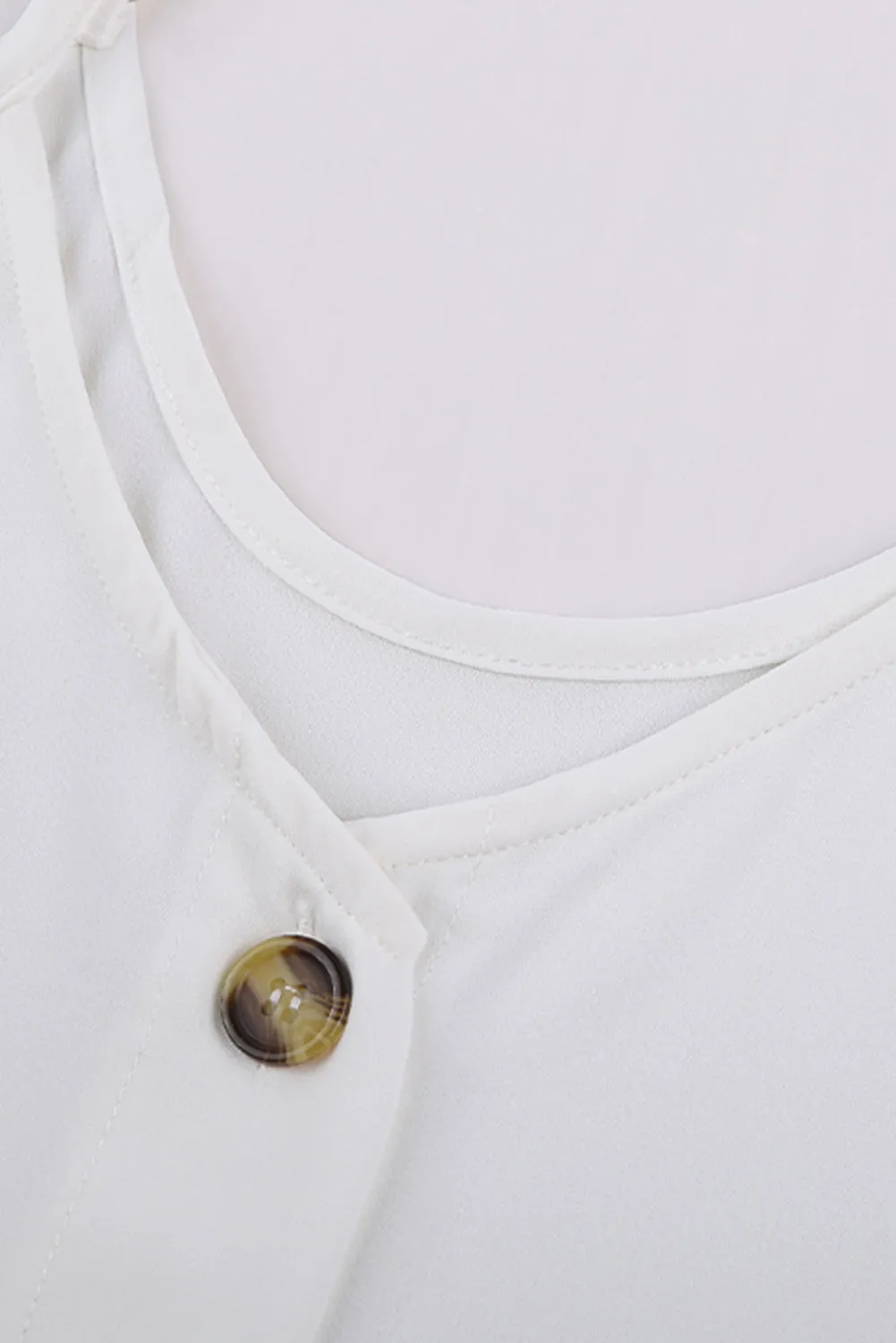 White Spaghetti Strap Buttoned Tank Top