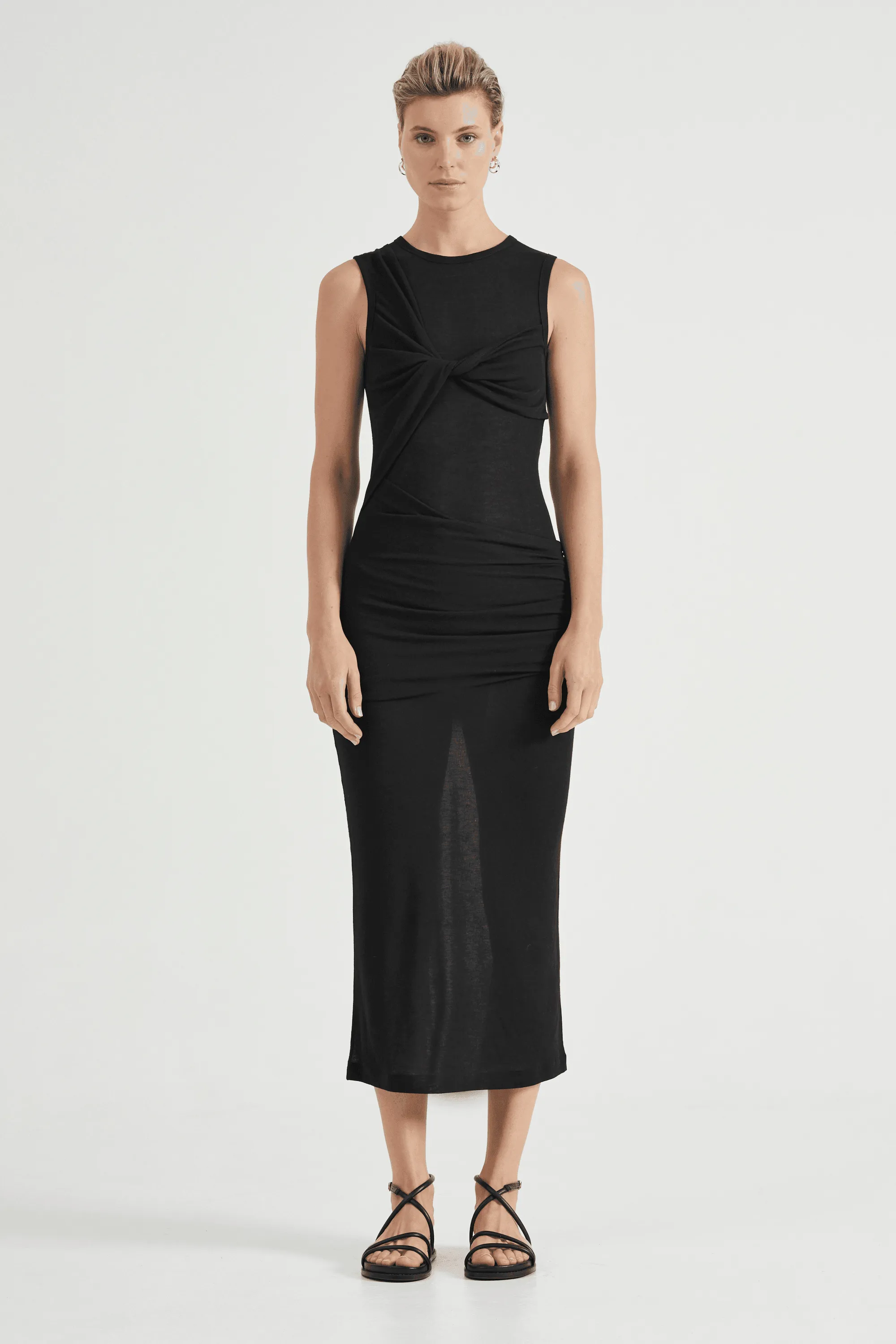 WIND THROUGH TANK DRESS | BLACK