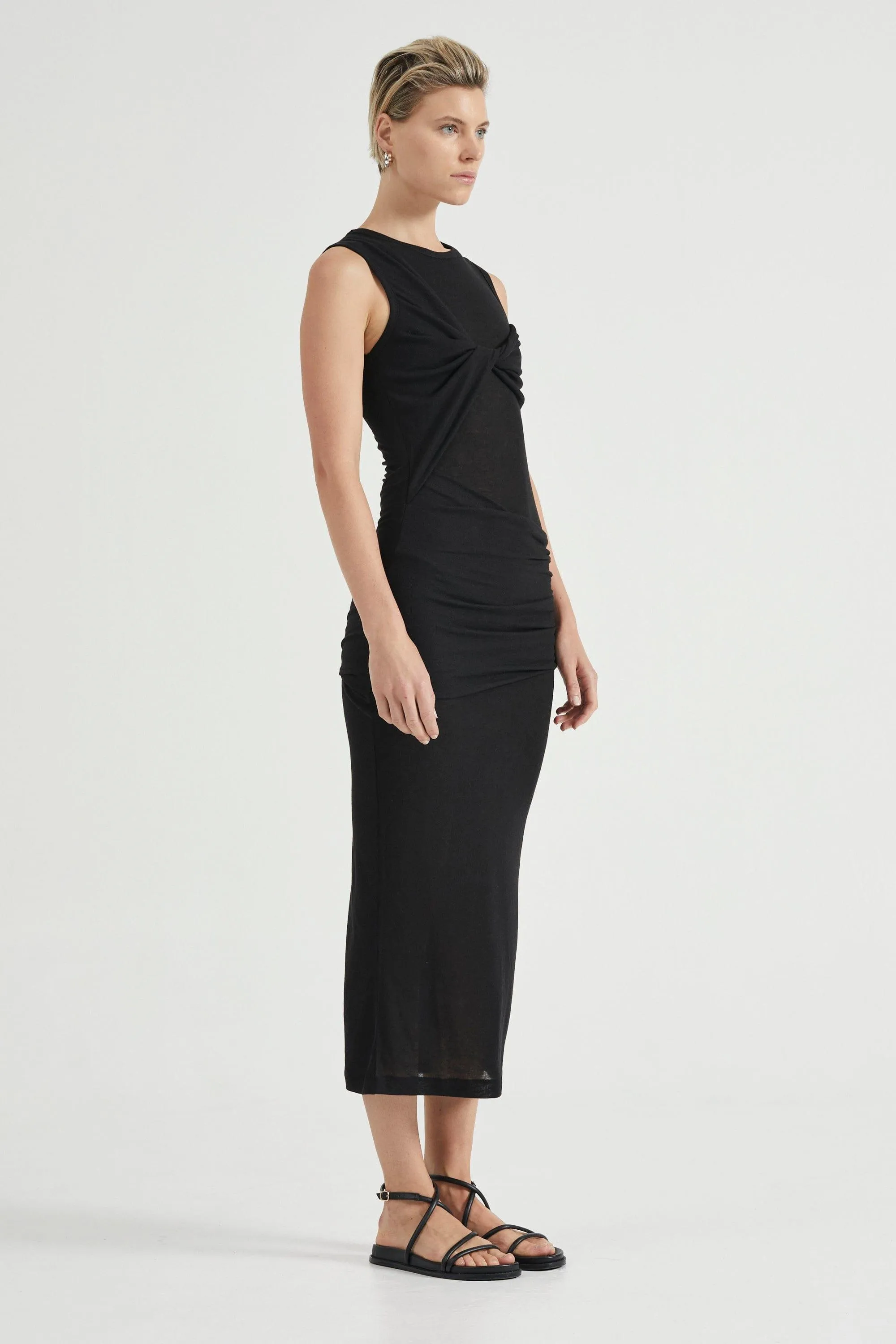WIND THROUGH TANK DRESS | BLACK