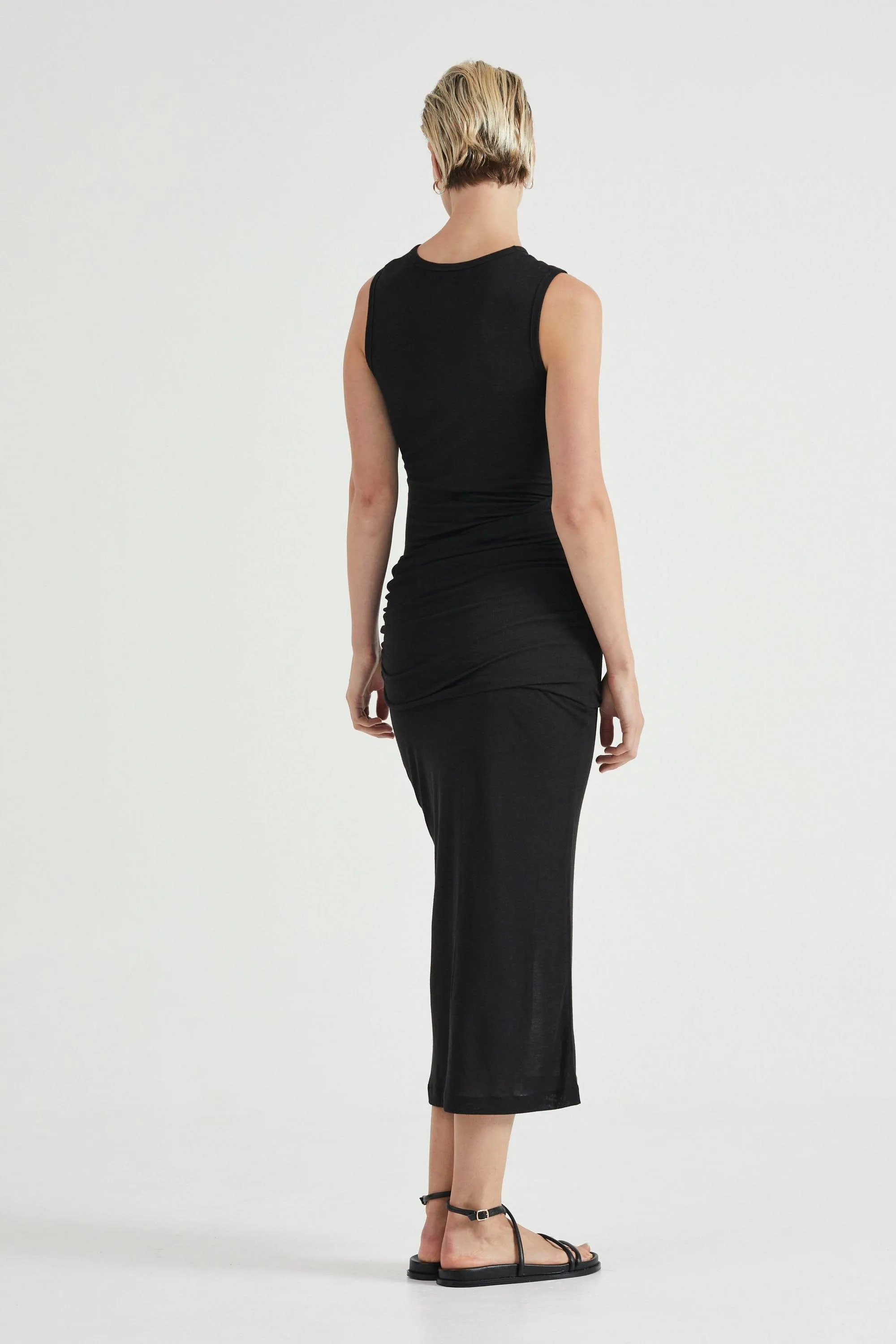 WIND THROUGH TANK DRESS | BLACK