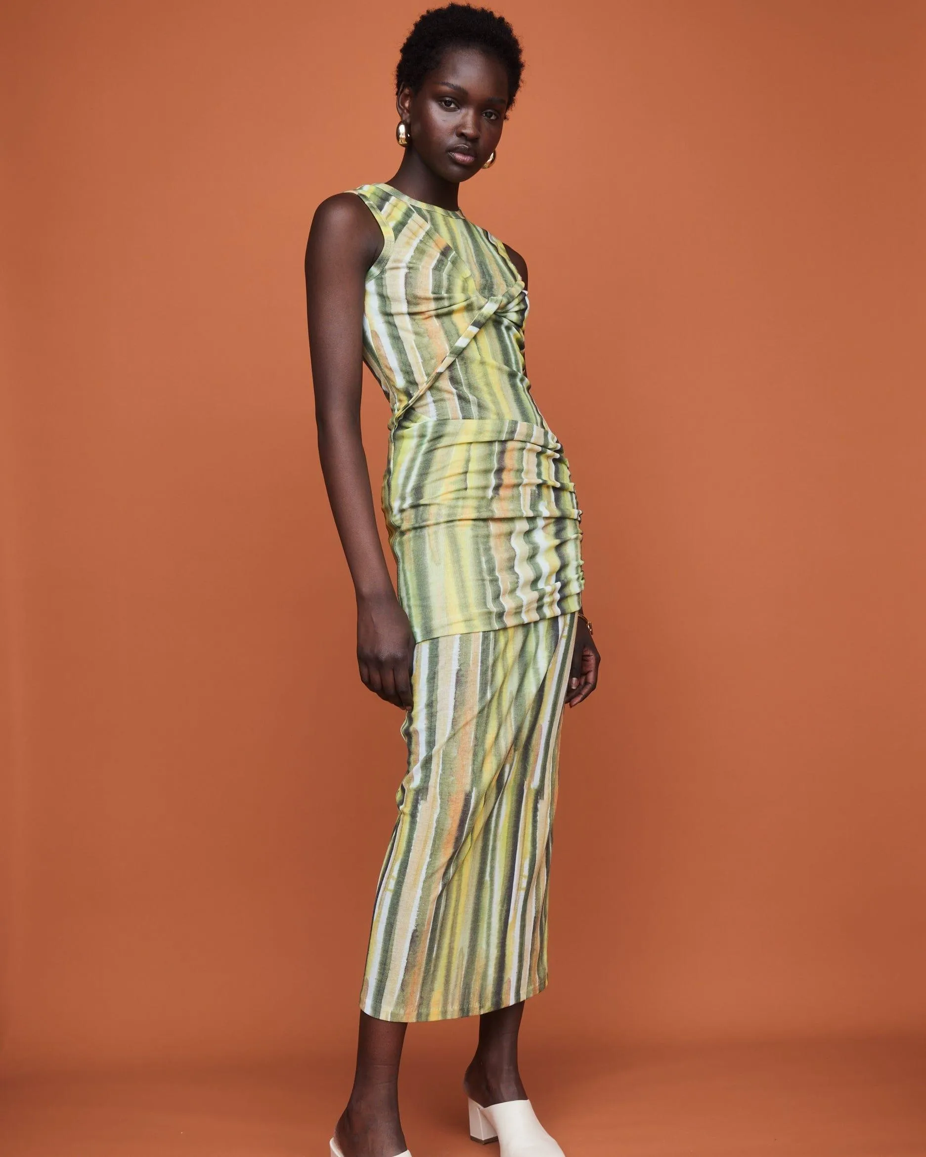 WIND THROUGH TANK DRESS | BRUSH STROKE