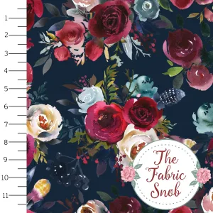 Winter Floral on Navy - Round 5-2021 Flash Florals - 1/2 metre