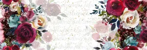 Winter Floral White DOUBLE BORDER PRINT -  Mega Blooms - 1/2 Metre