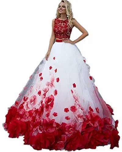 Women Handmake Flowers Ball Gowns