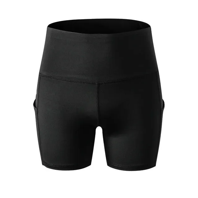 Women's High Waist Sports Short Workout Running Fitness Leggings Female Yoga Shorts Gym Yoga  Leggings With Side Pocket