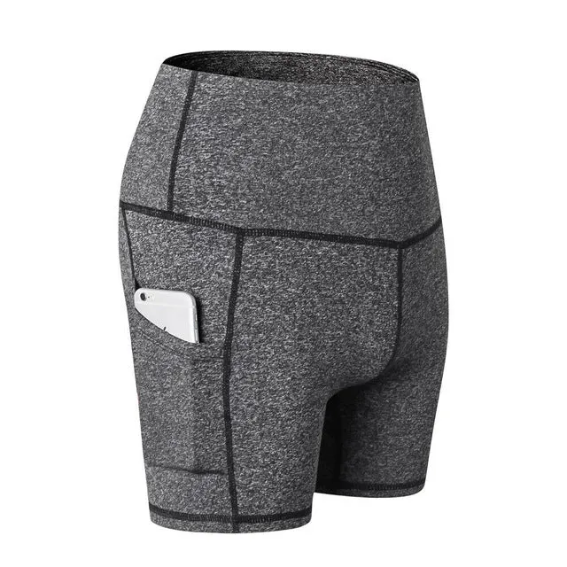 Women's High Waist Sports Short Workout Running Fitness Leggings Female Yoga Shorts Gym Yoga  Leggings With Side Pocket