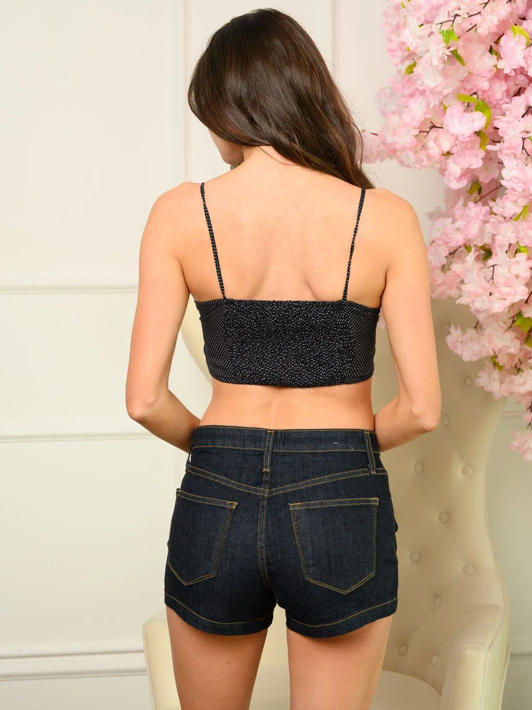 WOMEN'S POLKA DOT CAMI CROP TOP