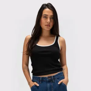 Womens Ringer Organic A-Tank - Black