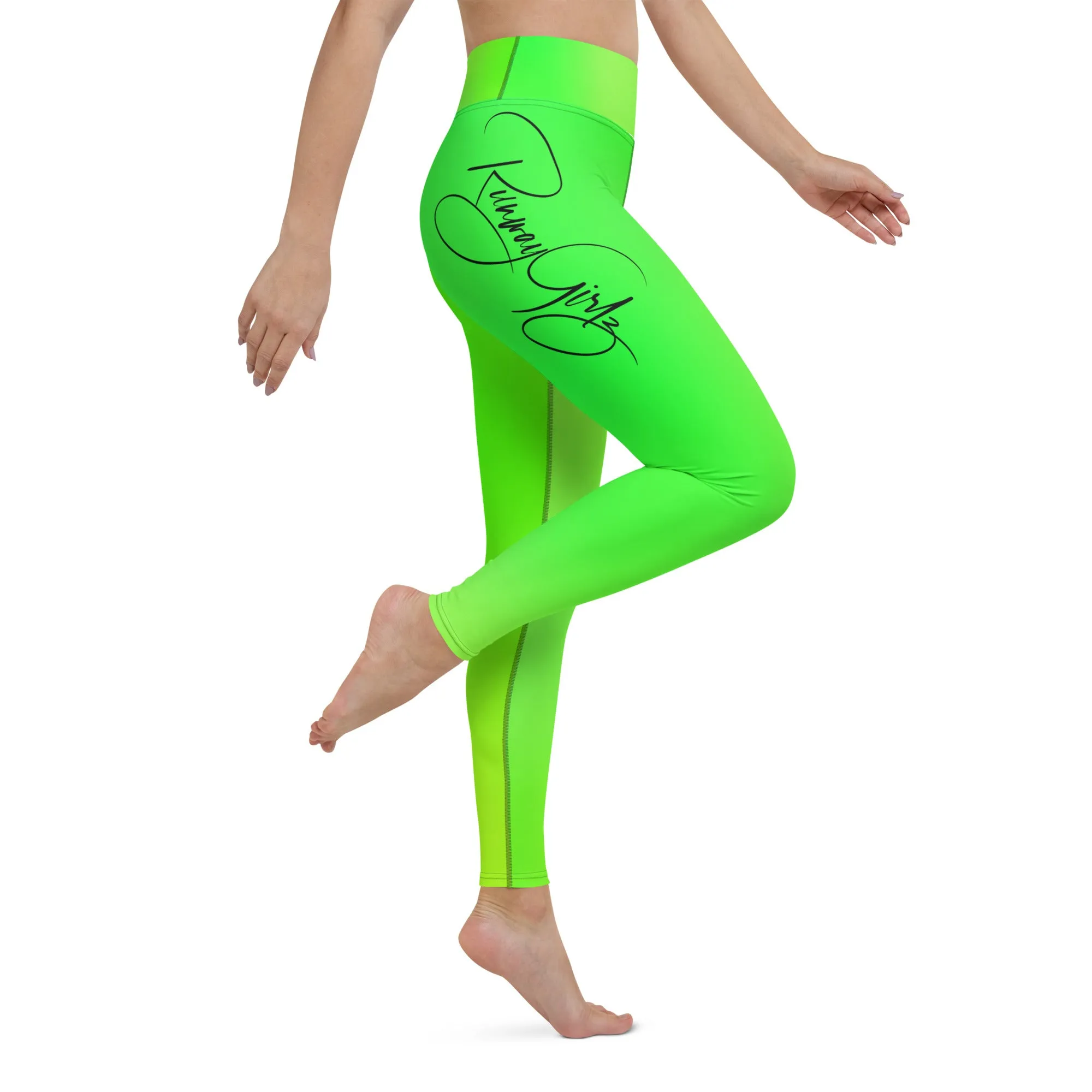 Women's Runway Girlz Yoga Leggings (Lime Green/Black)