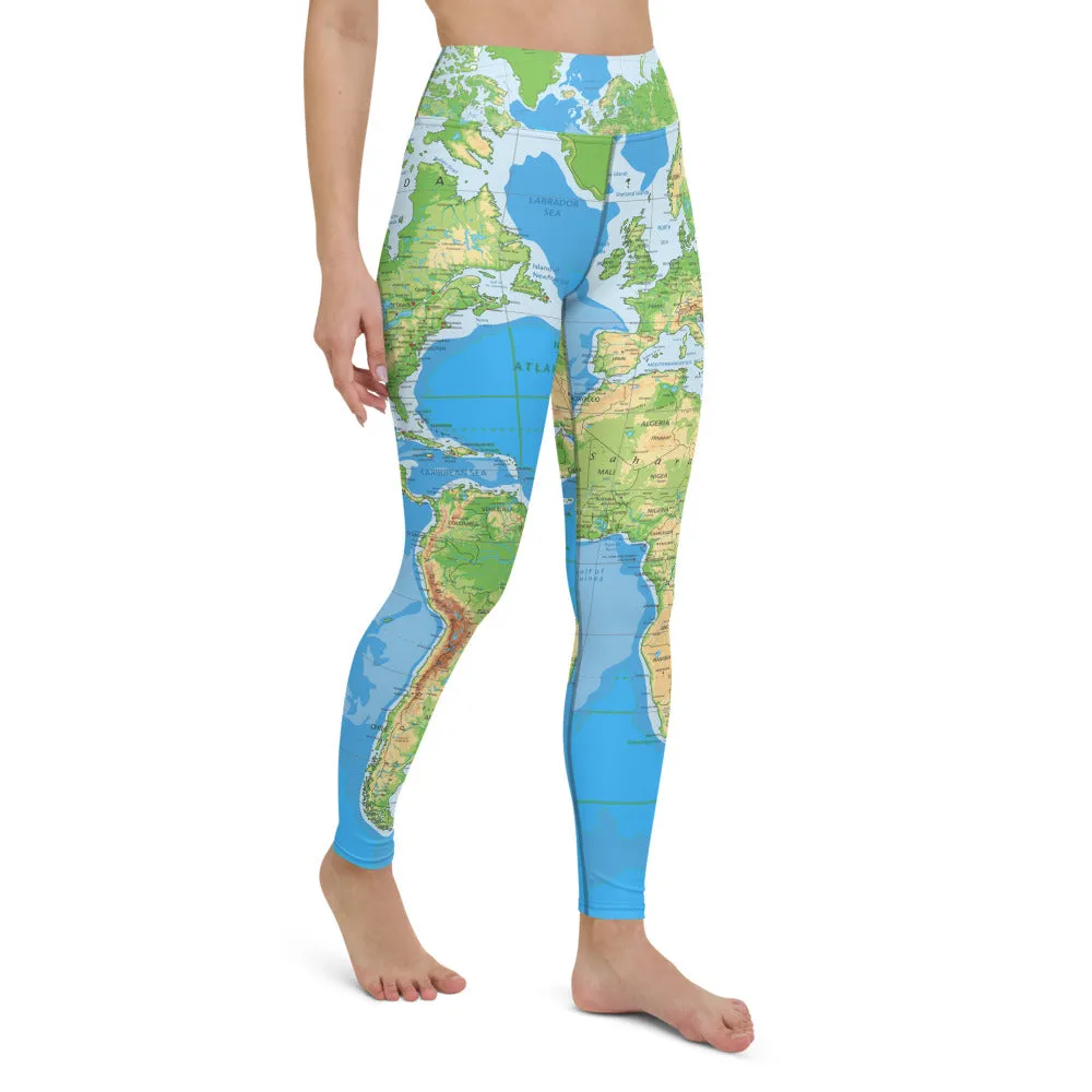 Women's World Map Yoga Leggings