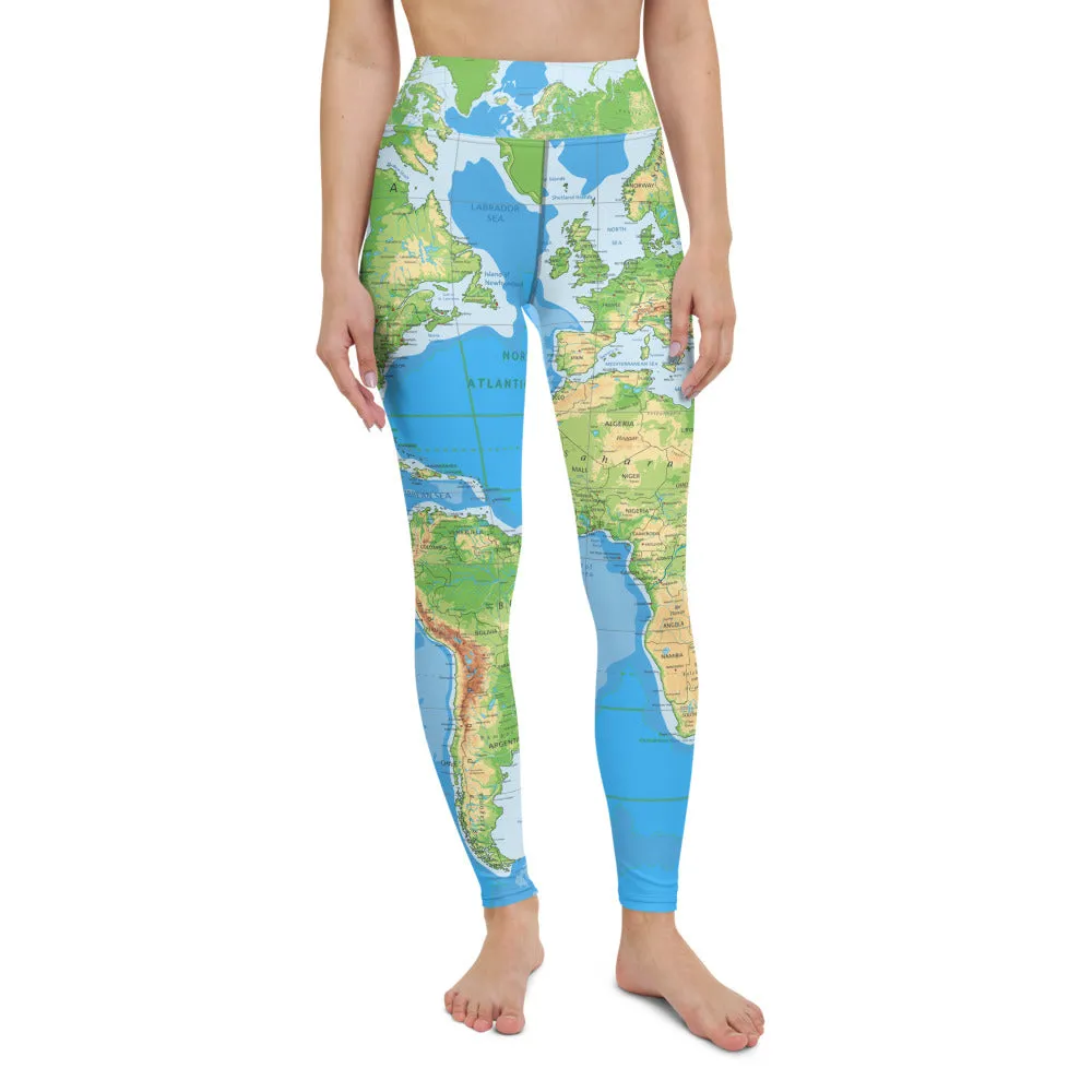 Women's World Map Yoga Leggings