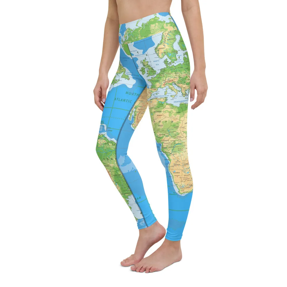 Women's World Map Yoga Leggings