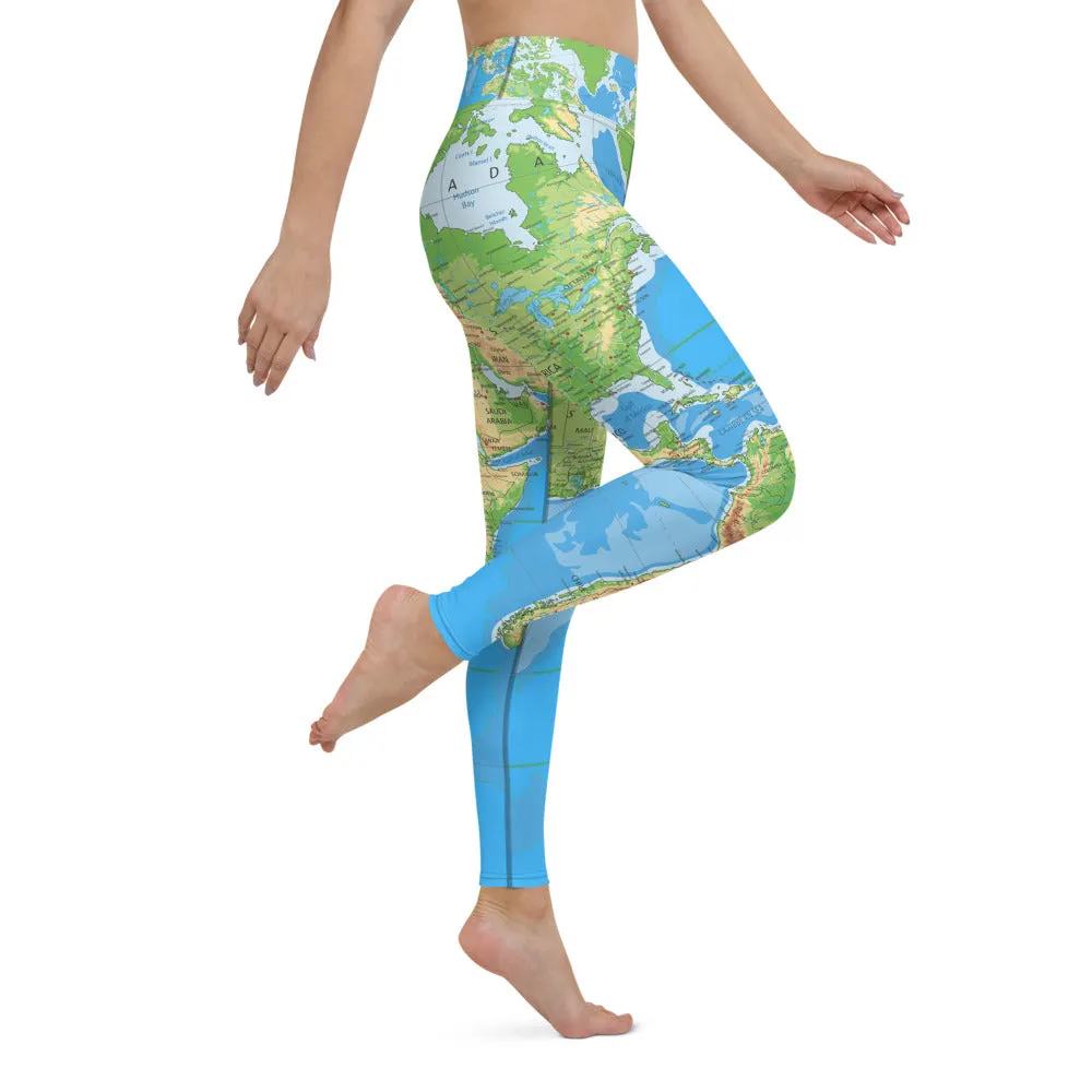 Women's World Map Yoga Leggings