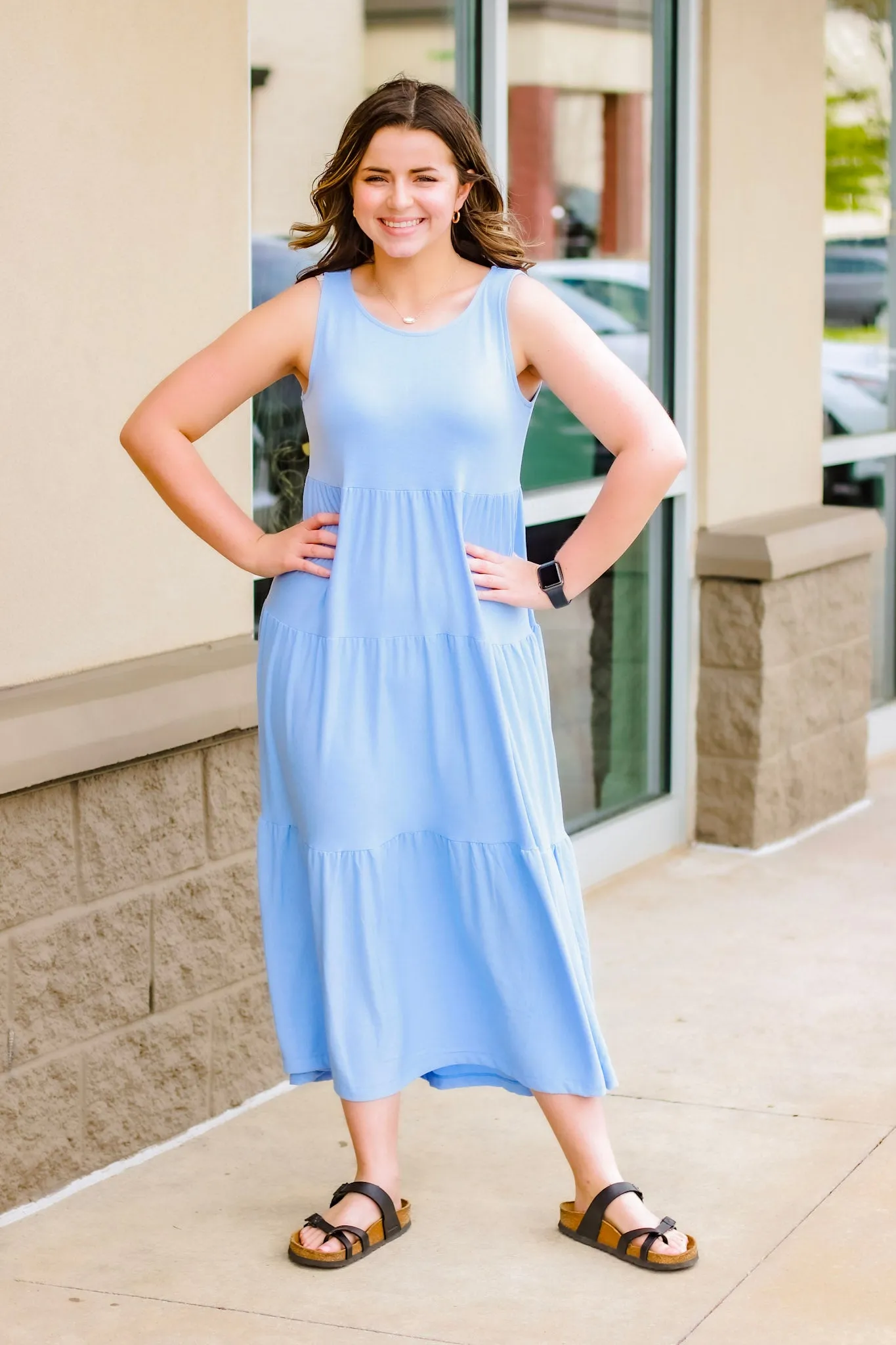 Wonderful Life Tank Dress in Spring Blue