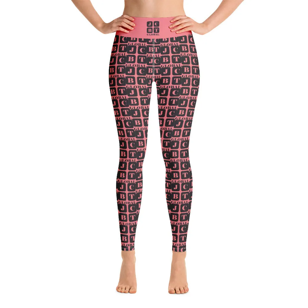 Yoga Leggings "2021-0031 Pink (Black Logo)"