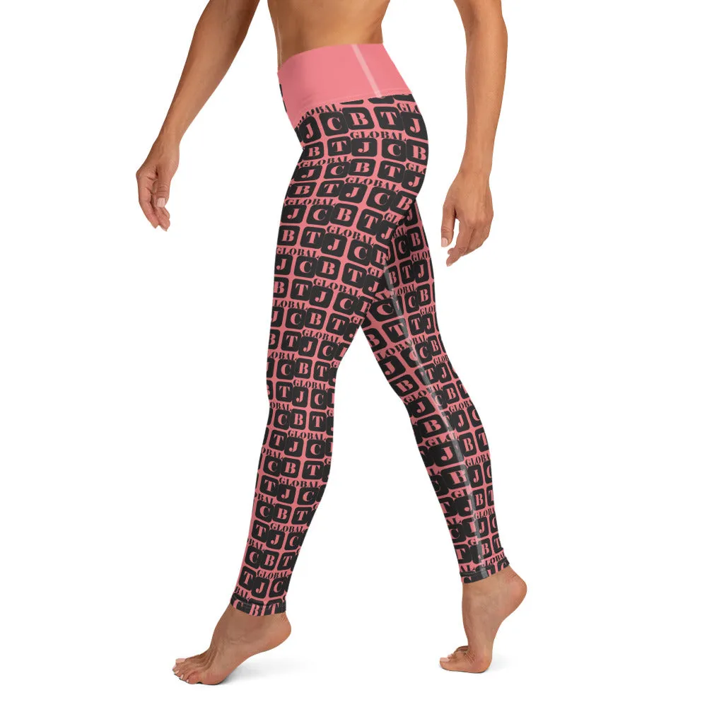 Yoga Leggings "2021-0031 Pink (Black Logo)"