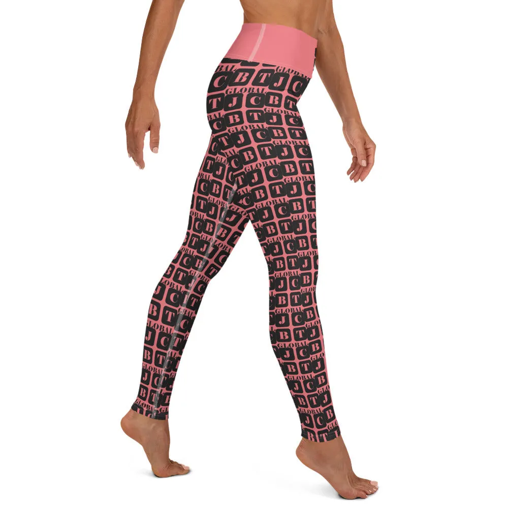 Yoga Leggings "2021-0031 Pink (Black Logo)"