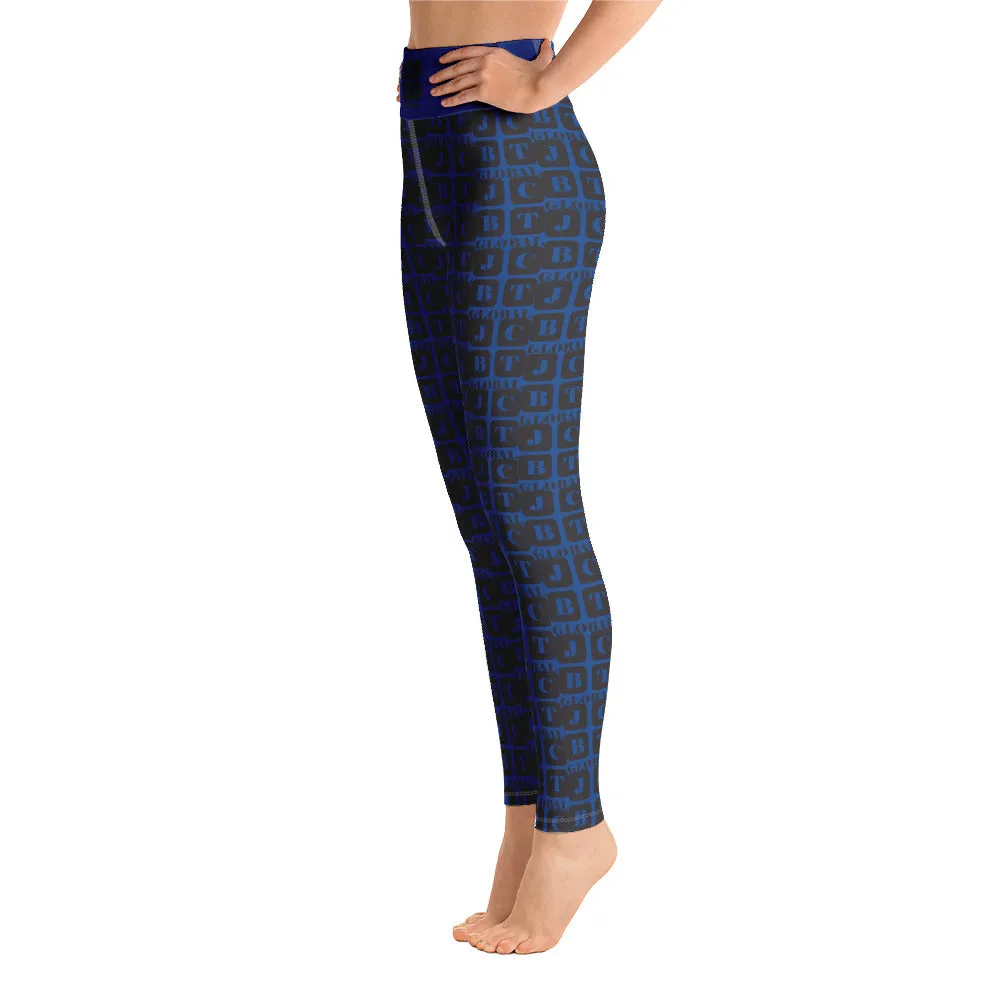 Yoga Leggings "2021-0081 Blue (Black Logo)"