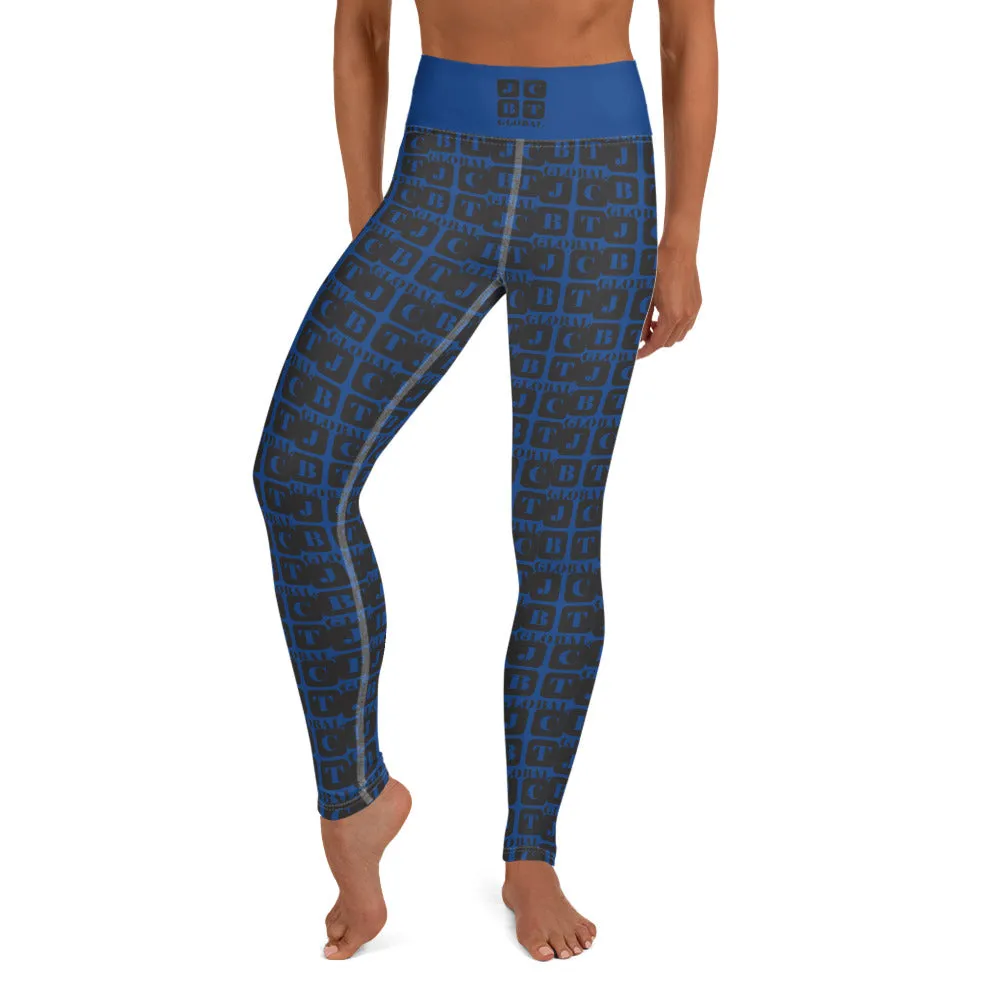 Yoga Leggings "2021-0081 Blue (Black Logo)"