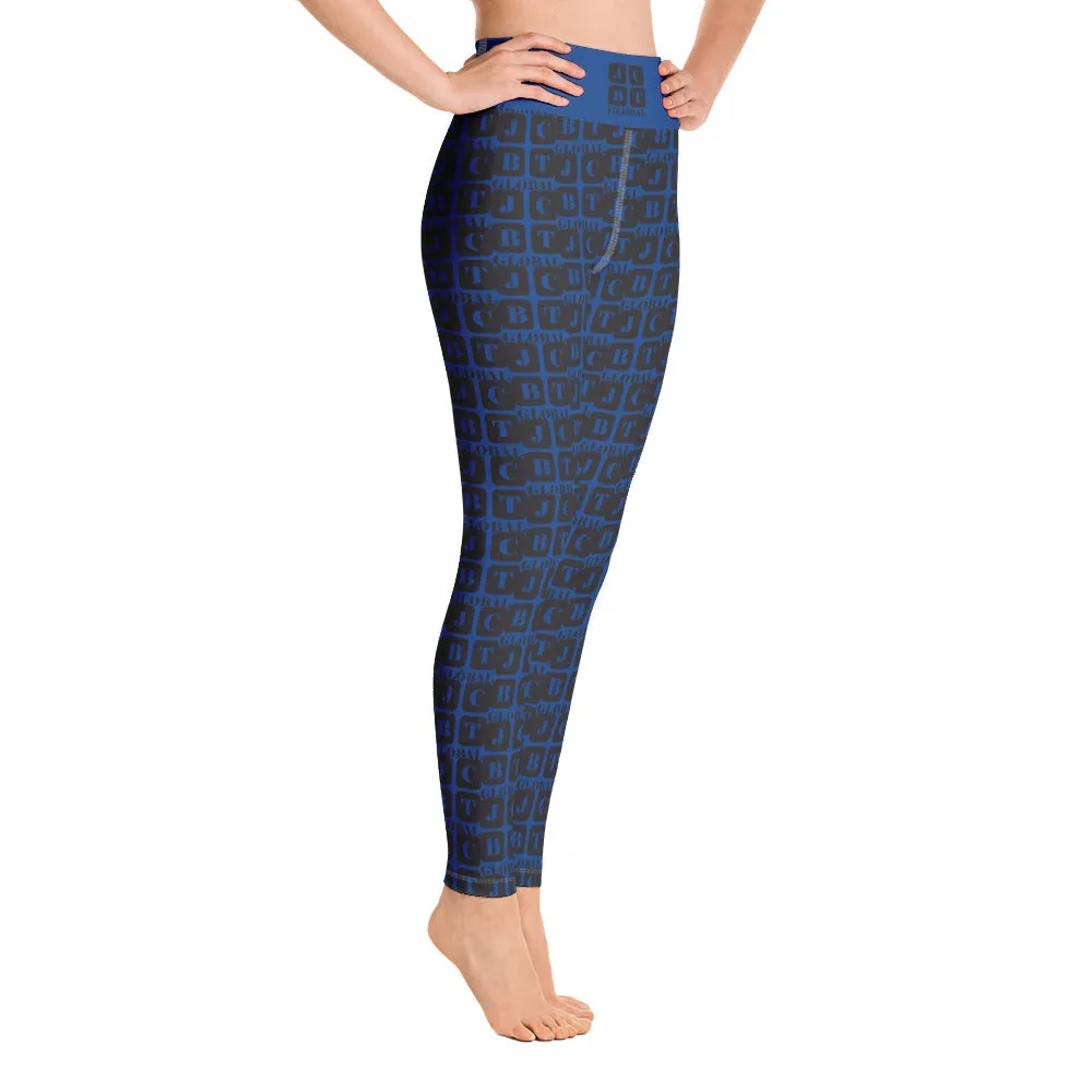 Yoga Leggings "2021-0081 Blue (Black Logo)"